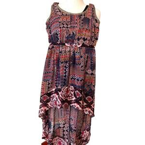 Teen Vogue for My Style Lab maxi dress sleeveless patterned lined high low  Sz S